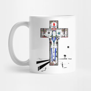 Donald Trump crucified on dollar bills Mug